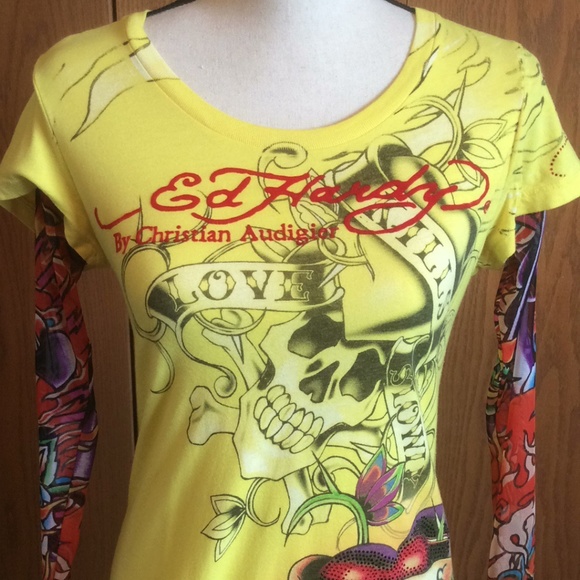 Ed Hardy Tops - Ed Hardy By Christian Audigier Tatoo Sleeve Tee